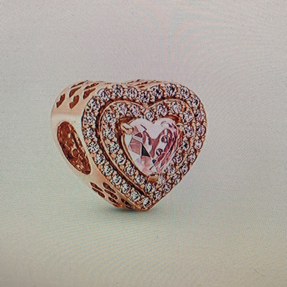 Pandora Rose Gold Heart Ring with Pink Crystal